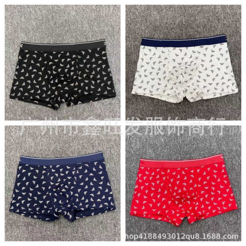 Men's Trendy Brand Underwear for Foreign Trade, E-Brand Full-Print Men's Underwear, Pure Cotton Breathable Boxer Shorts