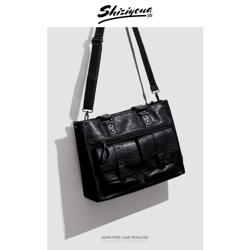 2024 새로운 남성 서류 가방 정품 가죽 캐주얼 컴퓨터 남성 가방 변호사 비즈니스 카우보이 어깨 크로스 바디 핸드백