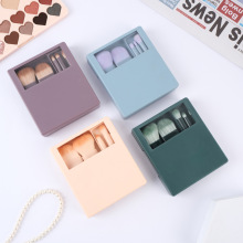 新款便携5支化妆刷迷你带镜子美妆工具多功能眼影刷散粉刷粉底刷