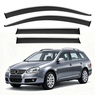 Suitable for Volkswagen VW Jetta SportWagen window visors, sun and rain deflectors, and rain guards [North America] (Rain shield) - standard-packaging-without-logo-jetta-sportwagenmk5-1k-2007with-bright-trimrain-shield