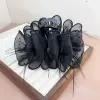 10# black dot seersucker feathers