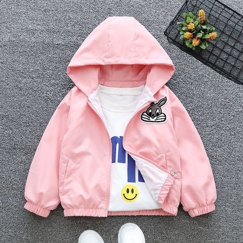 Girls Spring and Autumn Hooded Jacket 2024 New Children's Spring Clothes Little Boys Style Windbreaker Jackets Trendy Tops Korean Version