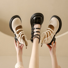 甜酷玛丽新款感小众2023年春季女设计珍小皮鞋厚底纯色休闲单鞋