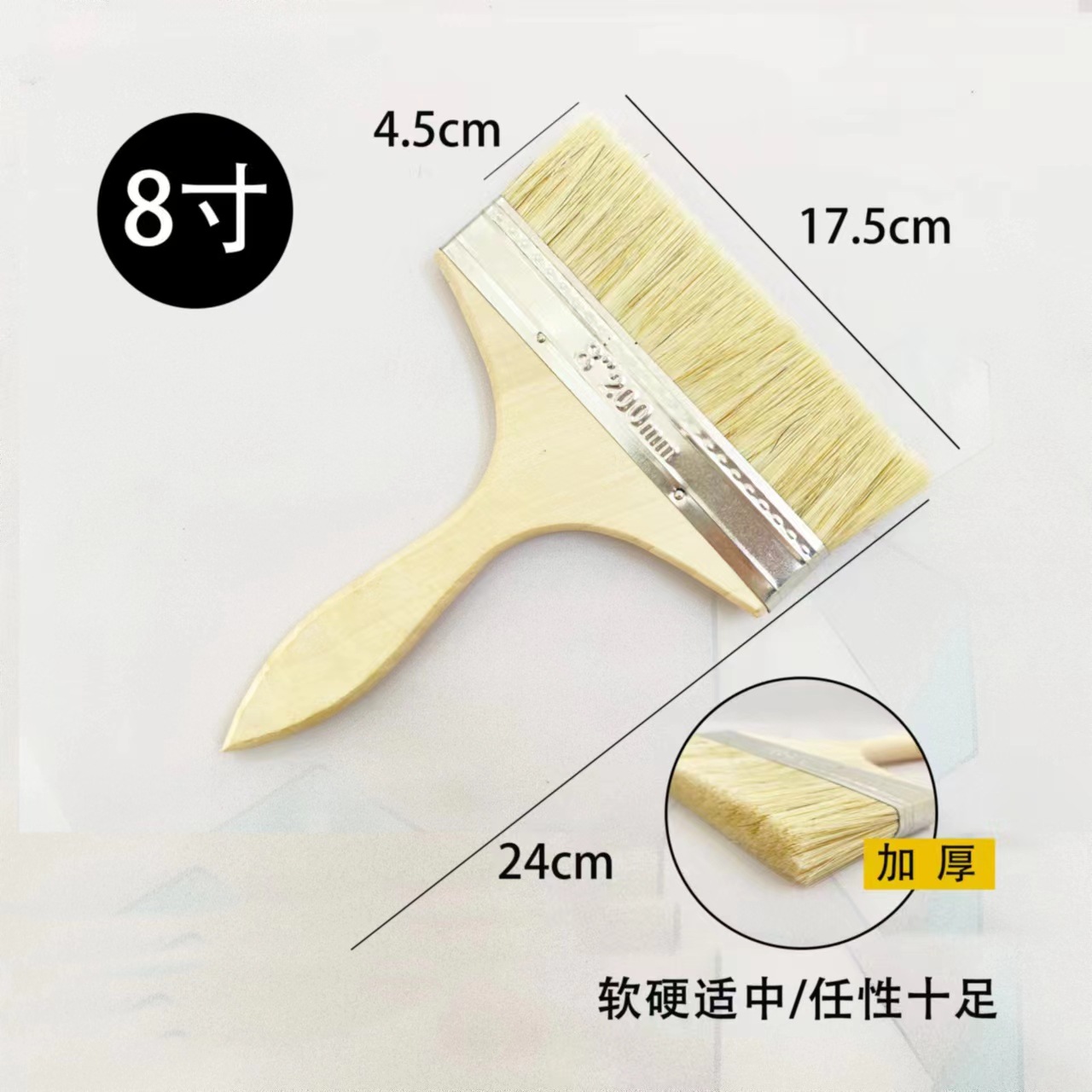 Cepillo de cerdas de cerdo con mango de madera, cepillo para barbacoa, cepillo de limpieza marina grueso para eliminar el polvo, cepillo pequeño para pintar y decorar, venta al por mayor del fabricante