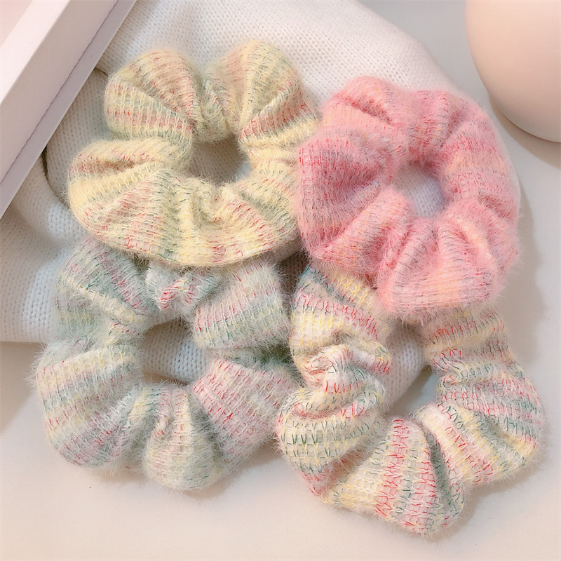 autumn and winter new sweet soft glutinous hair rope wool knitted lace large intestine hair ring cute girl versatile hair rope hair accessories