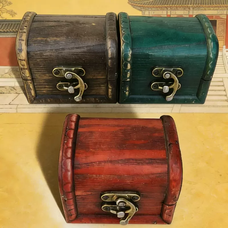 宝箱复古木盒子小首饰盒饰品收纳盒迷你精致百宝箱宝