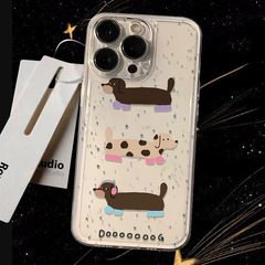 Spotted Sausage Puppy Case for 15PROMAX Apple iPhone 14 Cute 13 Transparent 12 Soft Shell 11