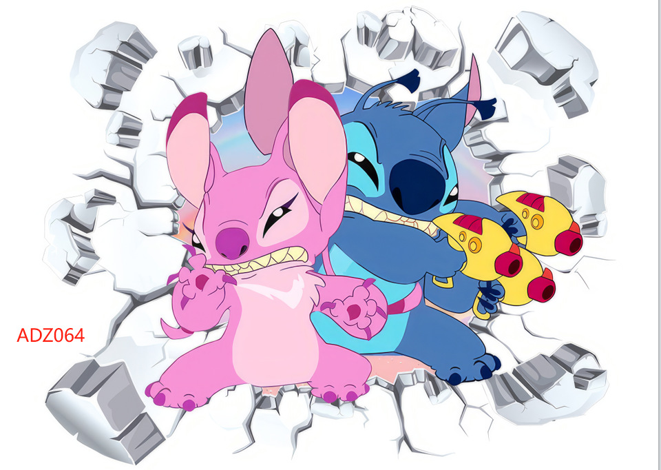 Cartoon transfronterizo Sticky pared pegatinas tridimensionales a través de la pared decoración de la pared de la habitación de niños pegatinas autoadhesivas diseño de fondo creativo