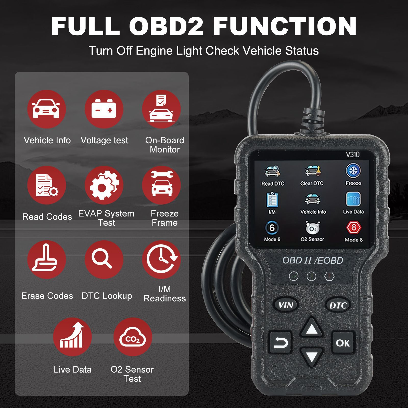 Car fault detector, OBD2 engine diagnostic tool, OBD diagnostic tool, car diagnostic instrument, OBD