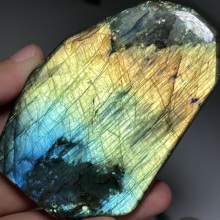 天然月光拉长石原石马达加斯加月光石抛光手把件鱼缸造景石小桌摆