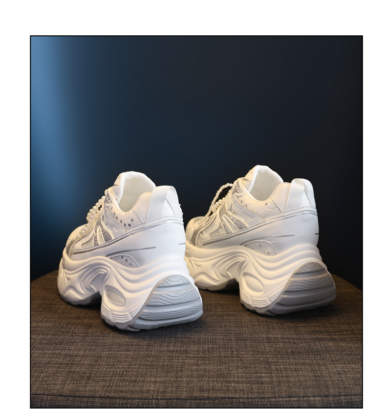 Giày sneaker chunky đế dày lưới thoáng khí tăng chiều cao nữ — Màu trắng chi tiết 20
