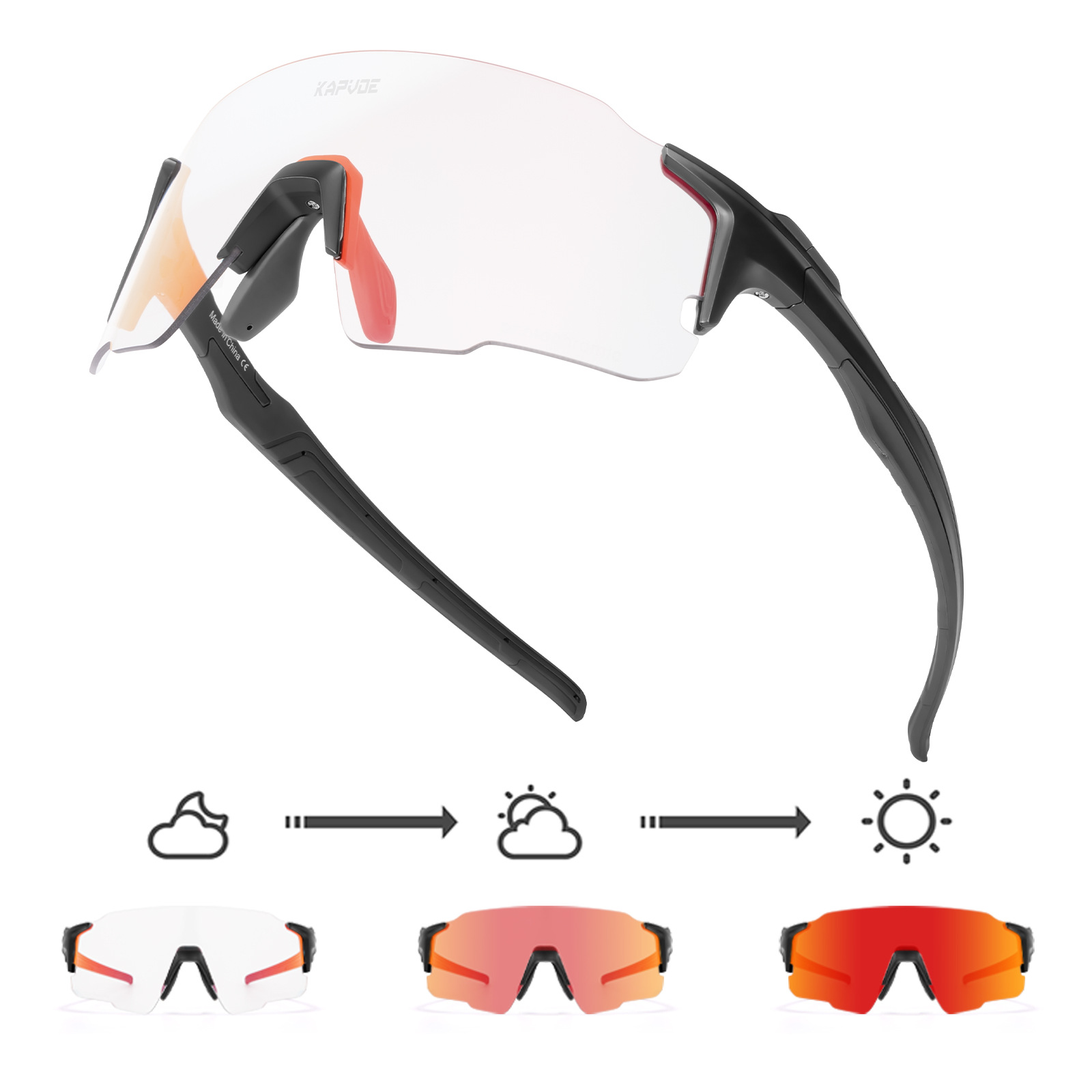 Gafas Antideslumbrantes de Ciclismo de TR90, Cortavientos, Apto para Miopía, para Ciclismo