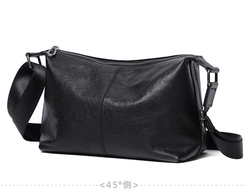 Túi đeo chéo nam da bò thật thuộc da thực vật, túi đeo vai nhẹ, túi du lịch mềm 29×11×17 cm — Màu đen chi tiết 14