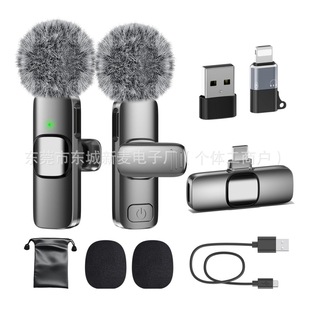 Wireless Microphone Lavalier K1K9 One-To-Two Noise Reduction Monitoring Reverb Outdoor Live Broadcast K6 Digital Display Charging Compartment Microphone