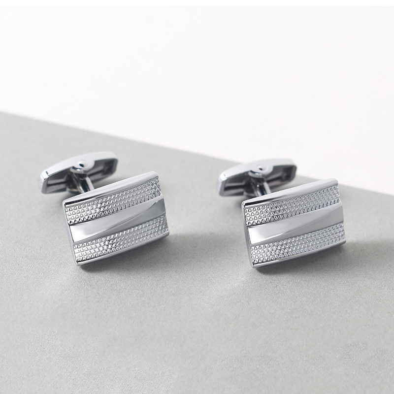 High Quality Rectangular Electroplated Gold Silver Cufflinks Sell Well For Men's French Gentlemen Cufflinks As Holiday Gifts_voghion.com
