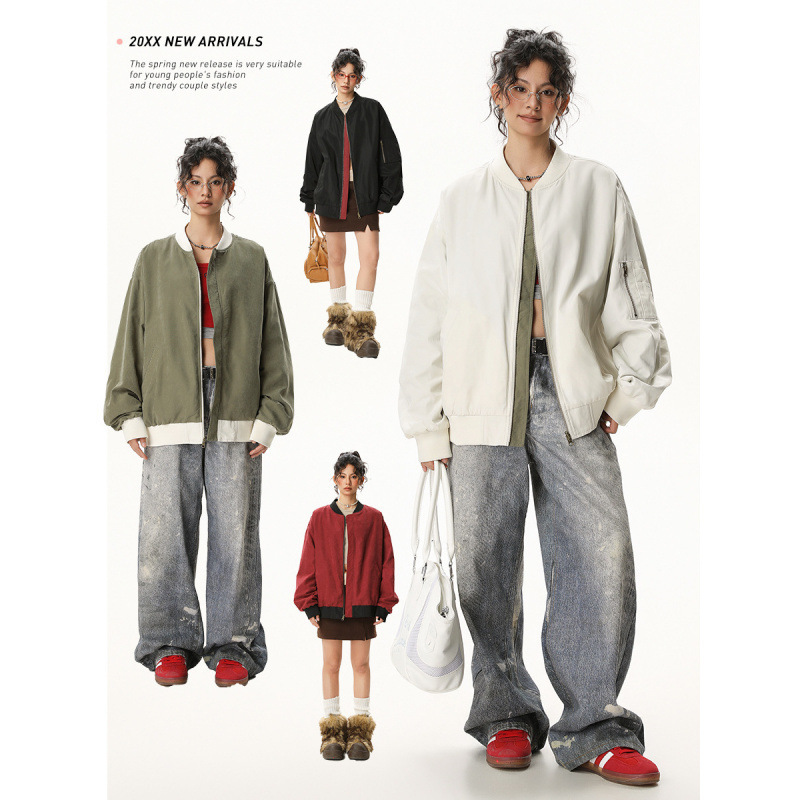 Jack's Flying Jacket Men's Spring and Autumn Trendy Brand Loose Couple Baseball Uniform Top Double-Sided Jacket for Men