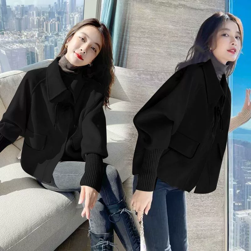 Spring woolen coat, short jacket, Korean style, plus size, oversize, city style