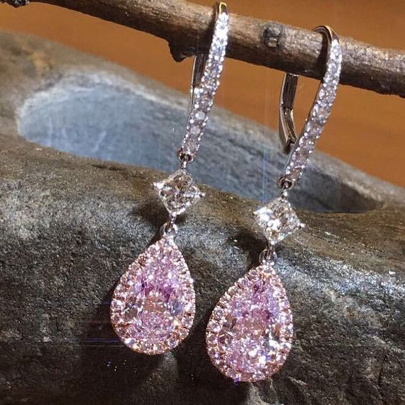 1 Pair Elegant Simple Style Shiny Water Droplets Inlay Copper Zircon Drop Earrings display picture 2