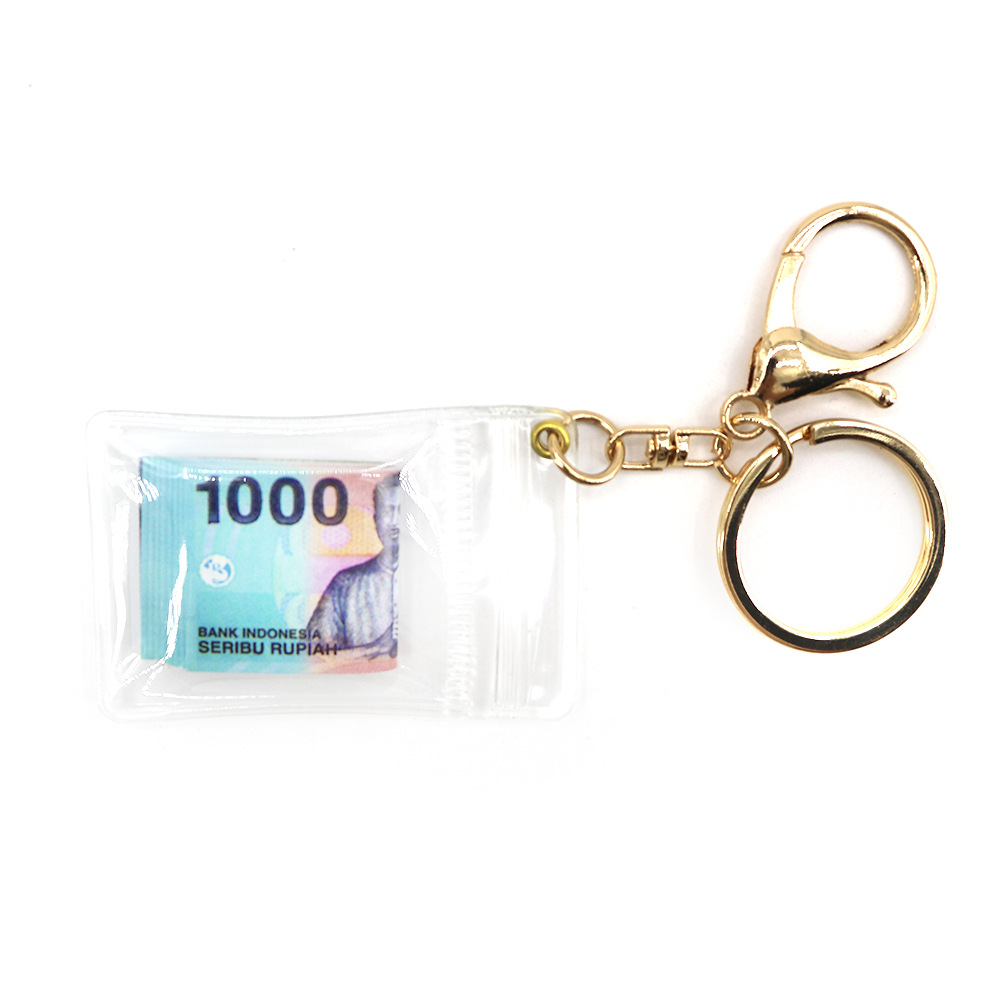 Simulación de dólar de Taiwán, dólar estadounidense, libra, won coreano, moneda indonesia, llavero, colgante de billetes de papel, medalla de oro, colgante de barra de oro, máquina de bebé