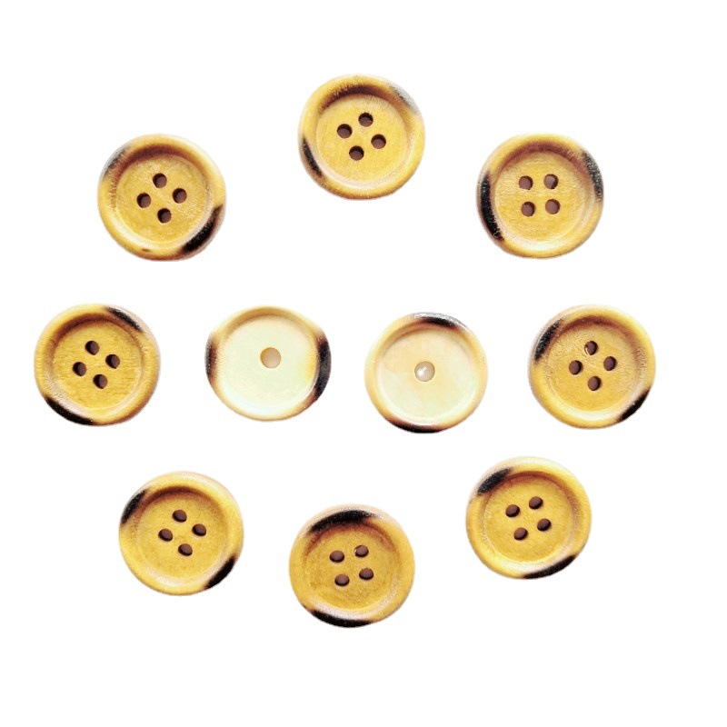 天台维娅天然彩色木质有眼衣服圆形木纽扣15mm彩绘钮扣子厂家直销