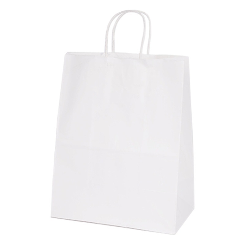 Bolsa de papel kraft portátil en stock Bolsa de embalaje de alimentos para pan Bolsa de embalaje para llevar Bolsa de regalo de compras con logotipo