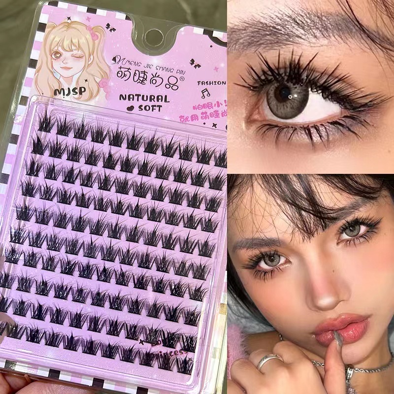 Pestañas lindas Shangpin gran capacidad de tipo L de pestañas falsas divididas L de pestañas curvadas de zorro de un solo racimo de pestañas gruesas de estilo europeo y americano