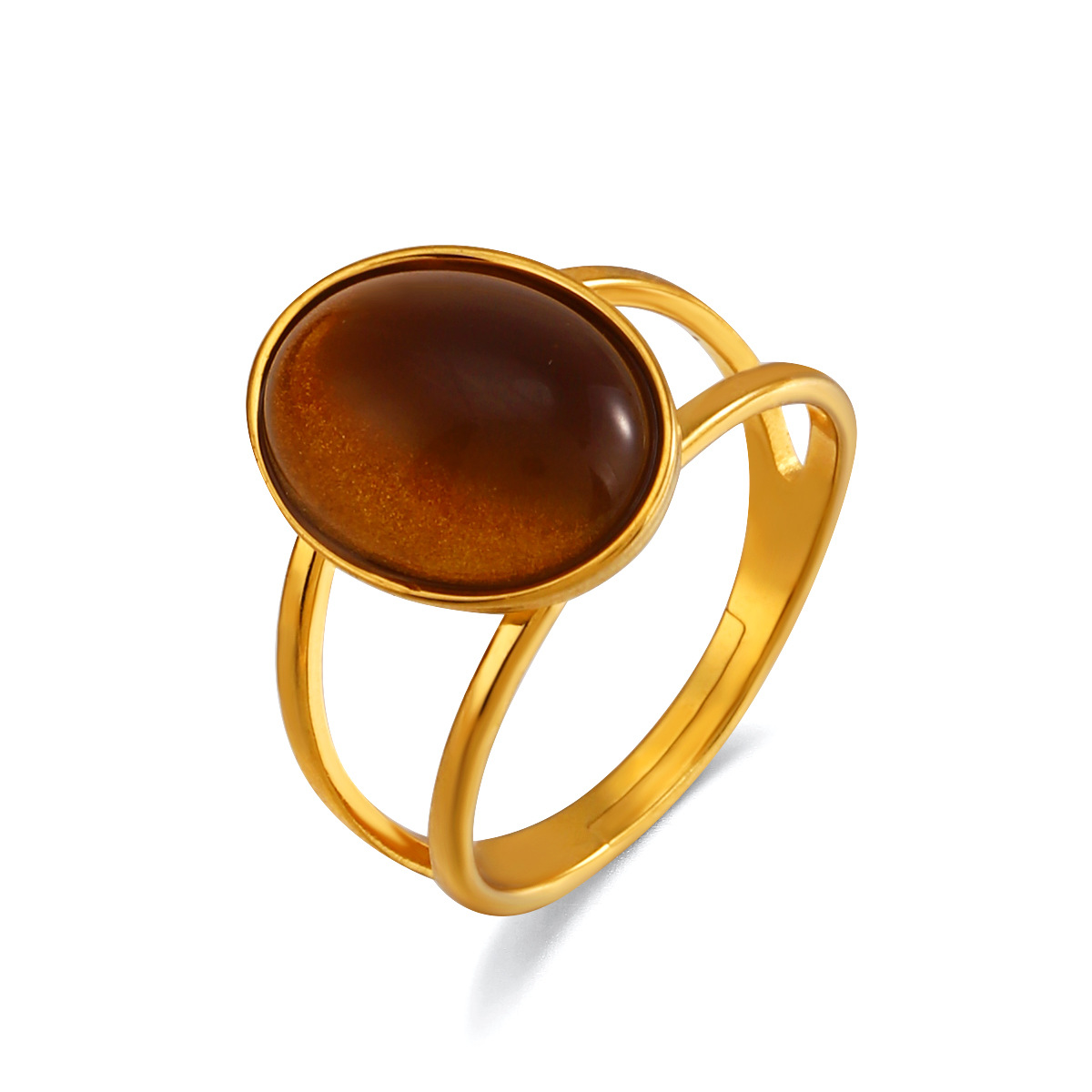 Bague Homme Géométrique Ovale En Acier Inoxydable Et Résine_voghion.com