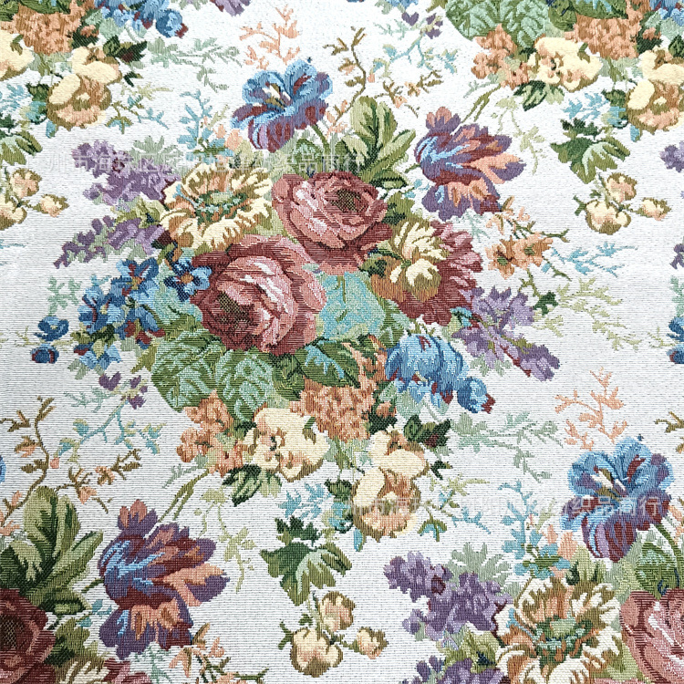 复古牡丹色织提花面料 服装连衣裙设计师面料高级箱包桌布DIY面料