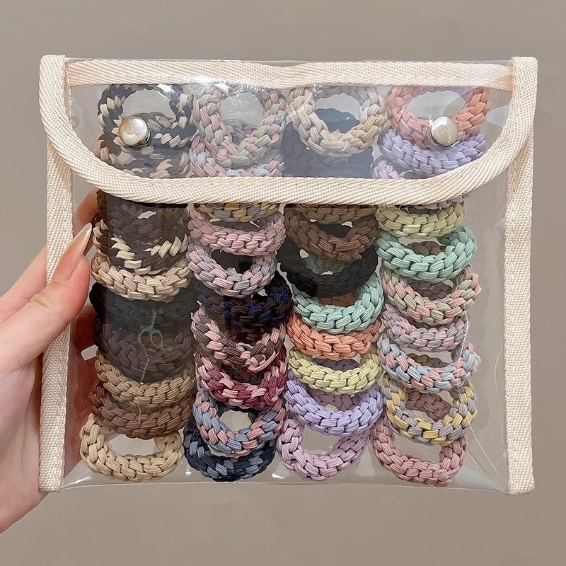 Corda de cabello de cola de caballo de tejido coreano, tocado de banda de goma de alta elasticidad no lesionar bola de cabello, cuerda de cabello