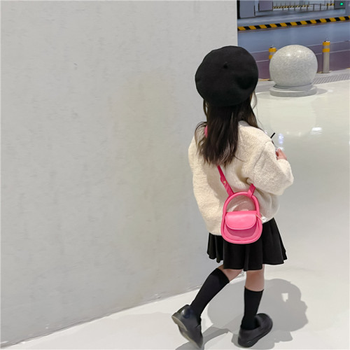 Korean style new children's bag fashion girls frosted semicircle handbag mini girls shoulder accessory bag coin purse