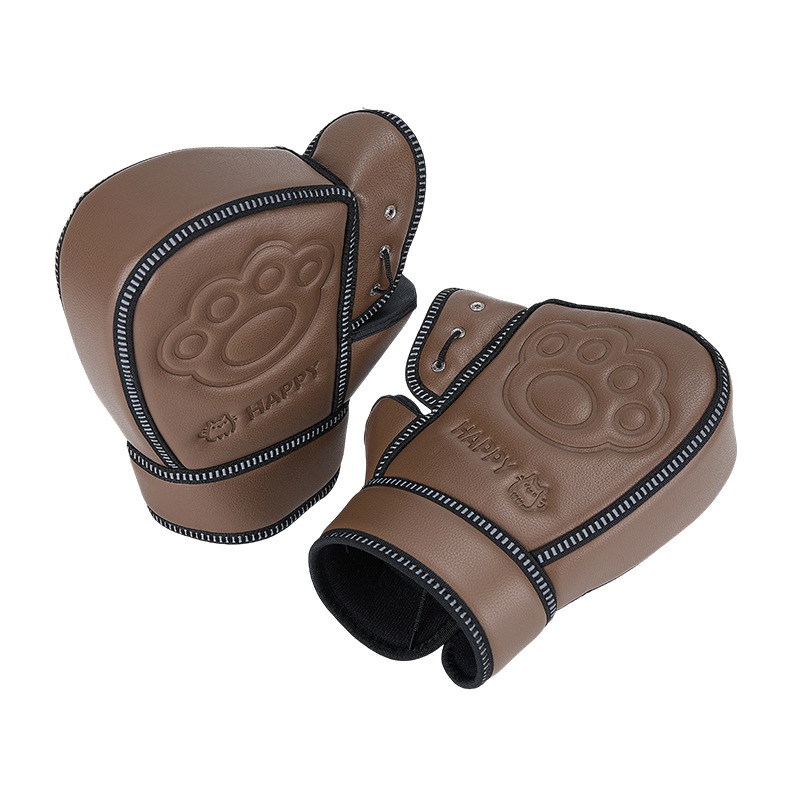 Universal – Electric Motorcycle Handlebar Handlehold cover - brown-stamped-windproof-warm