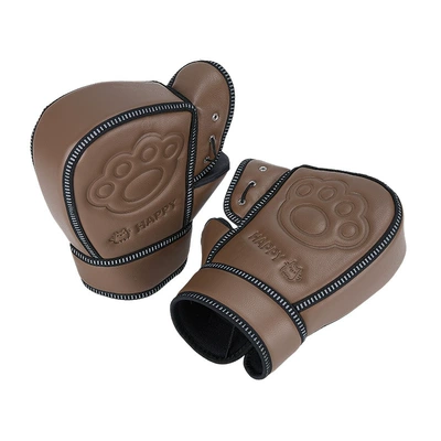 Electric Motorcycle Handlebar Gloves, Winter Handlehold cover - brown-steel-stamp-windproof-warm-one-size