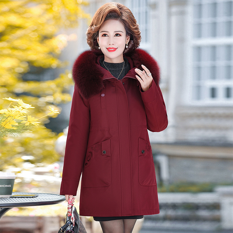Brand Fashion Two-Piece down Jacket for Women, High-Quality Mid-Length Fox Fur Collar Thickened Mother's Jacket