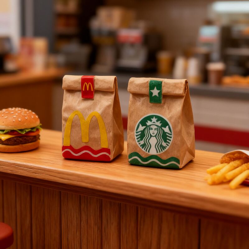 Simulated Takeaway Bag Mini Coffee Bag Fast Food Restaurant Mcdonald's Starbucks DIY Jewelry Resin Food and Play Accessories