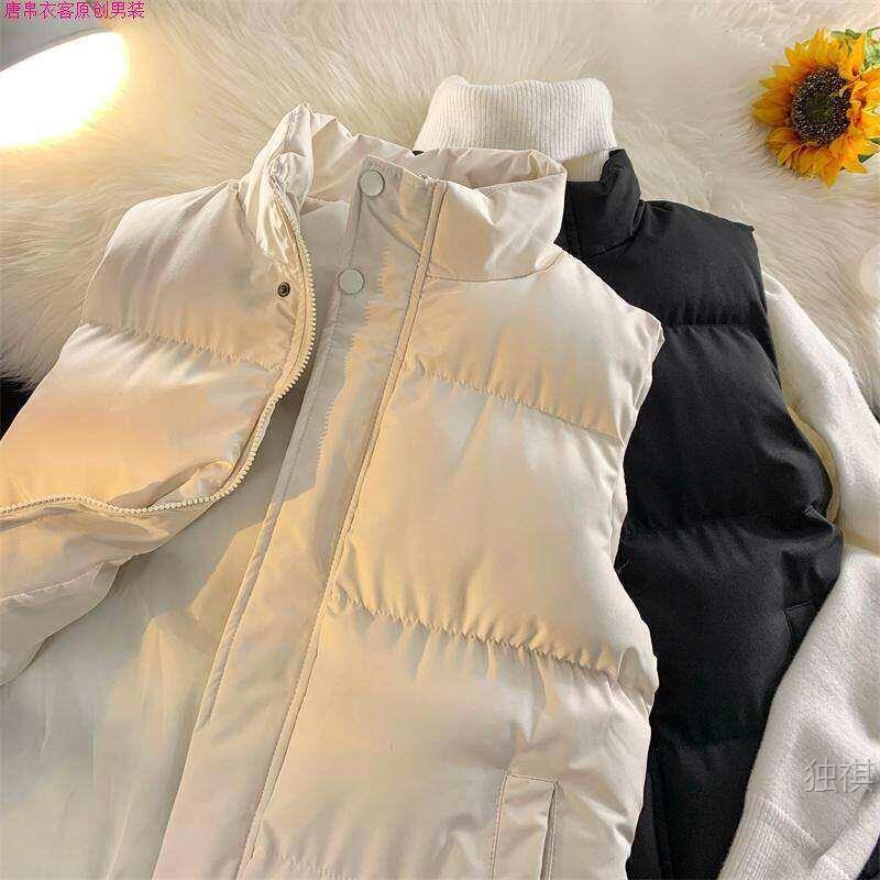 Autumn and Winter Korean Style Vest for Men and Women, Trendy Stand-Collar Cotton-Padded Slim-Fit Bf Thickened Vest, Warm Gilet Jacket