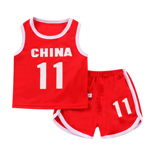 Children's vest summer suit boy's mesh basketball uniform girl's summer sleeveless basketball uniform baby vest children's clothing