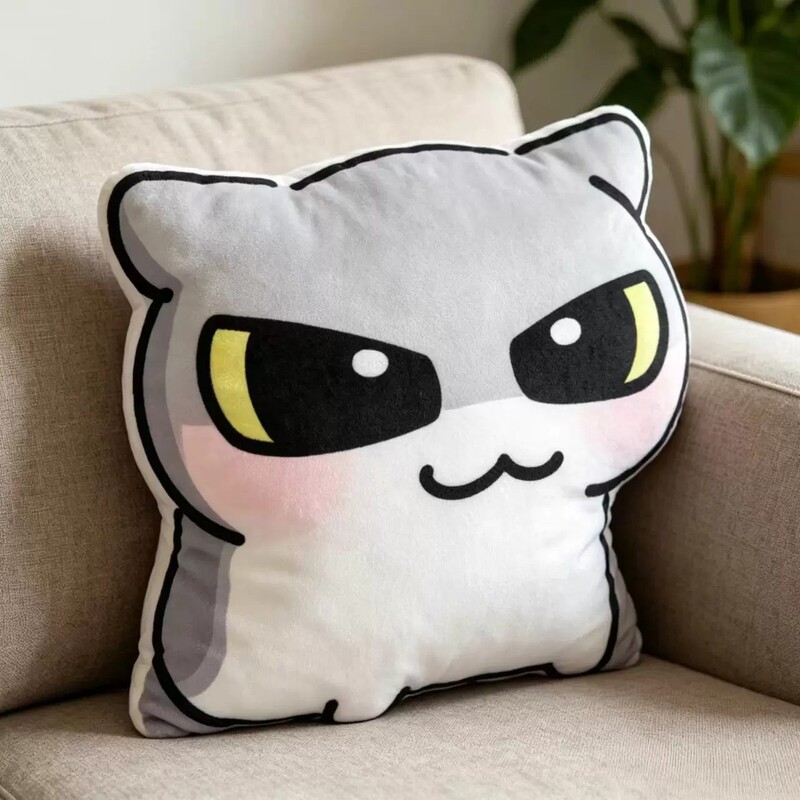 Cute and Adorable Cartoon Cat Pillow, White Round Cushion, Anime Peripheral Home Decoration Doll Cute and Adorable Cartoon Cat Pillow, White Round Cushion, Anime Peripheral Home Decoration Doll