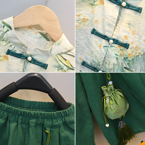 Children's Summer Thin Hanfu Chinese Style Traditional Costume Tangzhuang Birthday Party Outfit for Little Boys