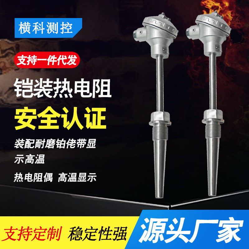 铠装铂热电阻PT100 温度传感变送器装配耐磨铂佬显示高温热电阻偶