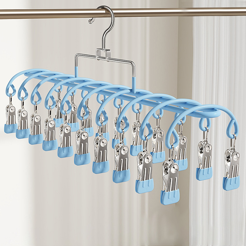 Multi-Clip Sock Drying Rack for Home Use, Stainless Steel Windproof Hanger, Baby Sock Clips, Balcony Drying Rack for Underwear and Panties Multi-Clip Sock Drying Rack for Home Use, Stainless Steel Windproof Hanger, Baby Sock Clips, Balcony Drying Rack for Underwear and Panties