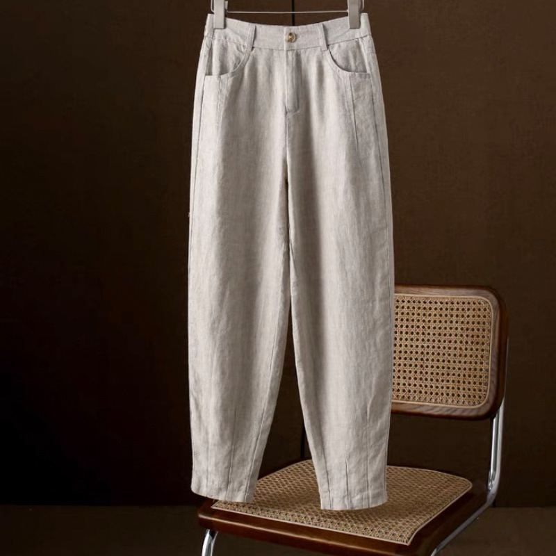 2026 Spring/Summer New High-End Thin Loose Wide-Leg Cropped Casual Plus Size Slim-Fit Harem Pants