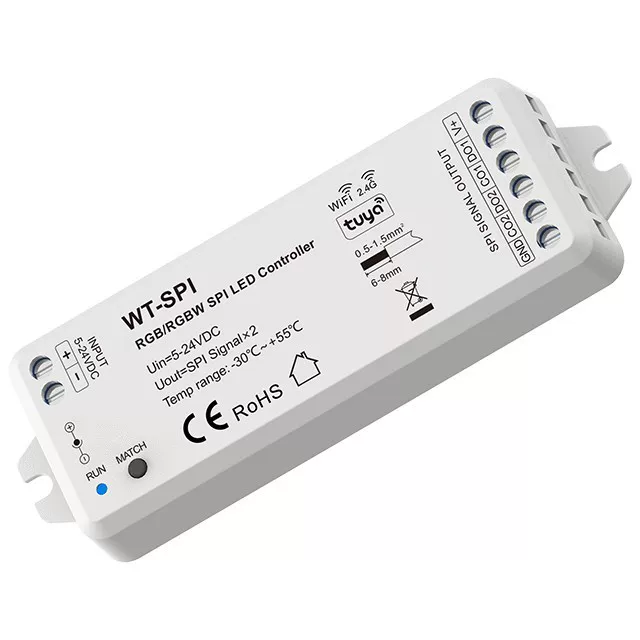 Контроллер RGB/RGBW WT-SPI 5–24VDC для 1000 пикселей, WiFi+RF