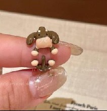 かわいい子犬パール弾性ロープリング女性のニッチデザインかわいいファッショナブルな多用途リング|undefined