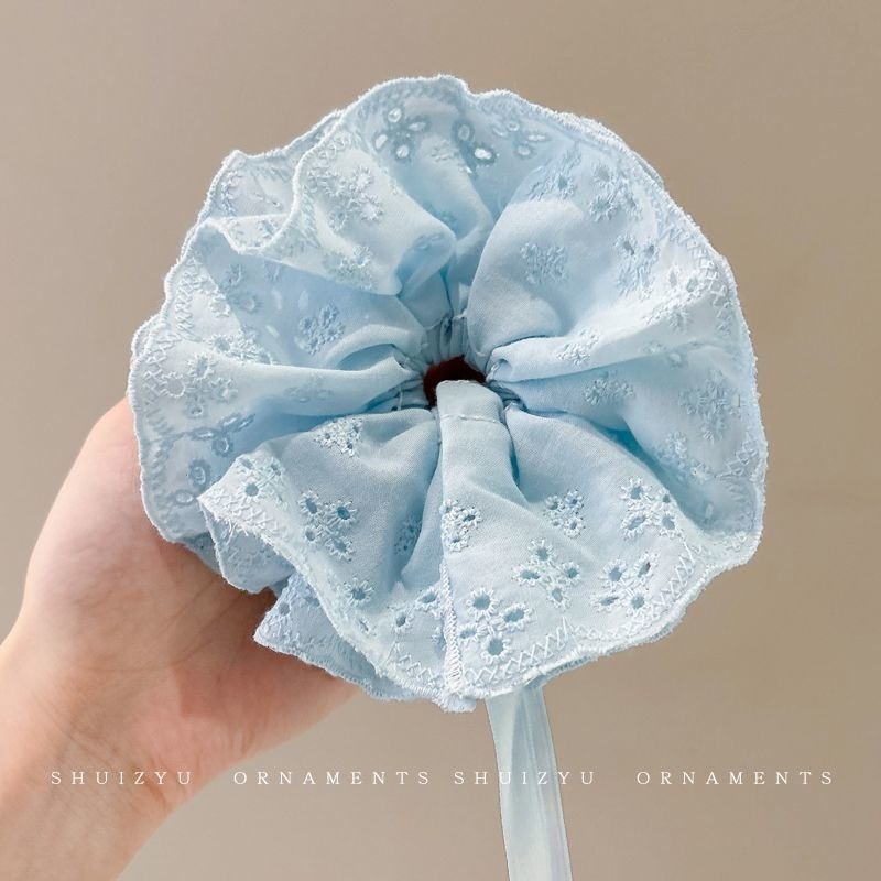 Corbata de pelo de intestino de lunares de crema grande coreana, gomas de goma de cola de caballo suaves para mujer, accesorios para el cabello de bola, accesorios para el cabello, cuerda para la cabeza