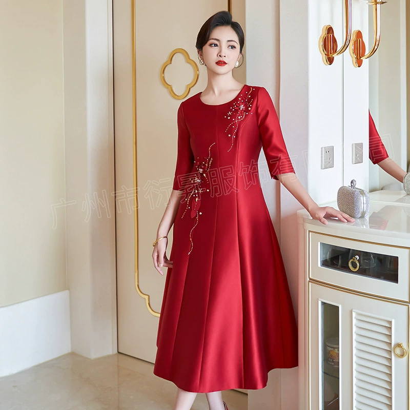 Autumn evening dress for mother, skirt, red wedding dress