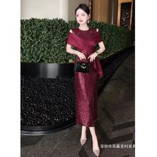 深圳原创喜妈妈喜婆婆服装轻奢结婚宴会婚礼新娘长款年轻礼服