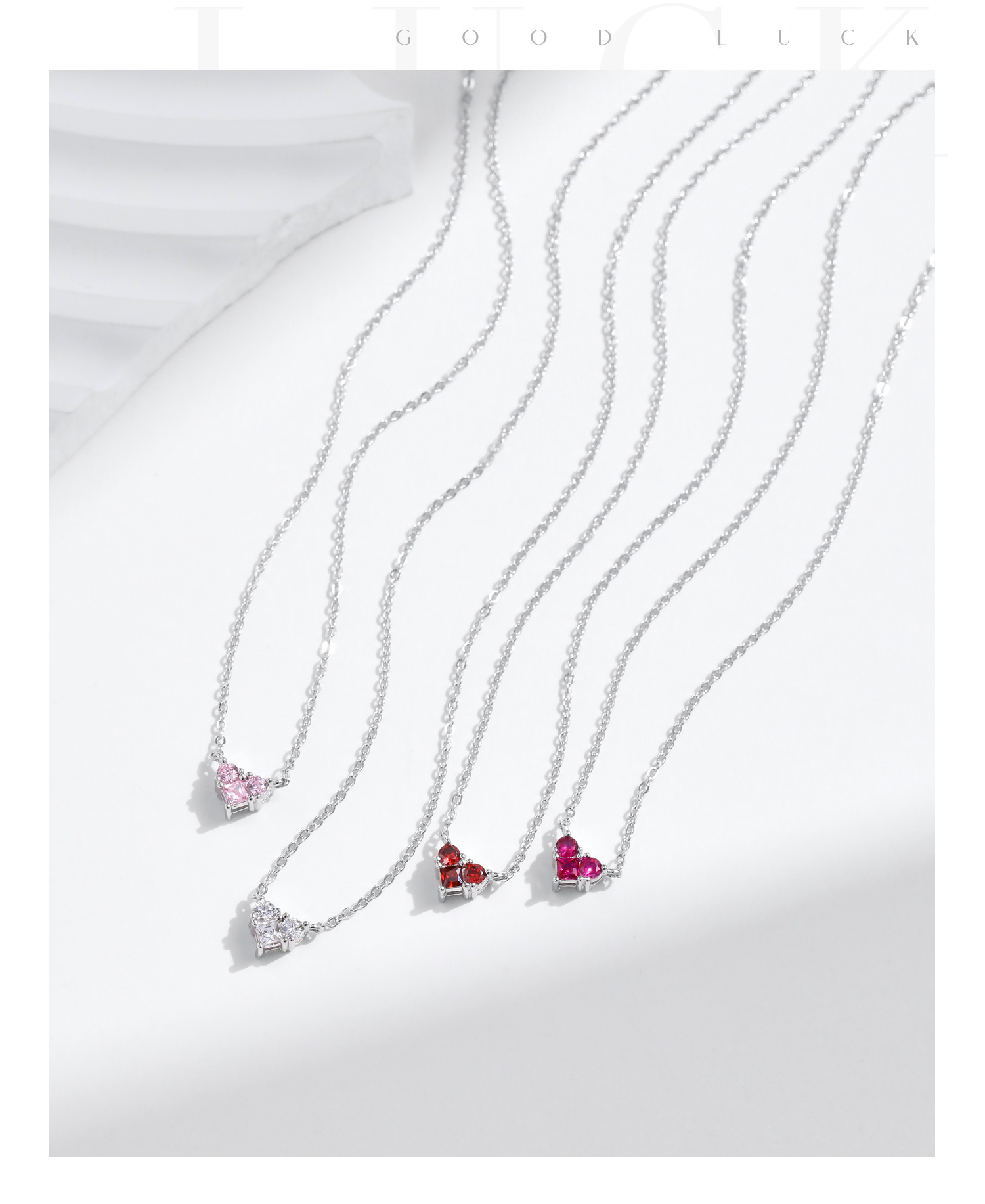 1 Pieza Plata De Ley 925 Forma De Corazón Piedra Del Zodíaco Plata De Ley 925 Cadena Portacables Collar Colgante display picture 2