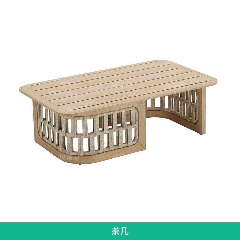 Sofá al aire libre patio villa jardín al aire libre impermeable protección solar combinación de madera maciza balcón simple ocio muebles de caña