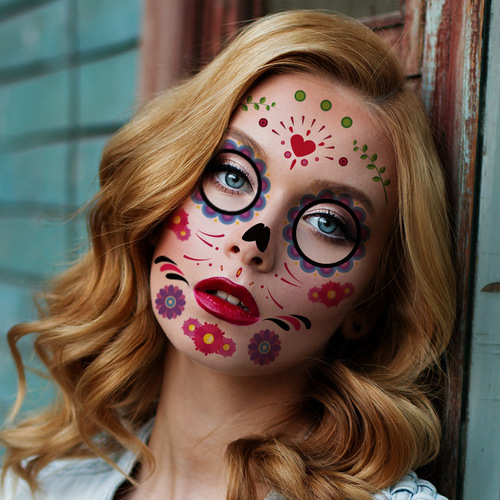 Cross-border waterproof sweat-proof ghost festival costume party funny makeup temporary stickers Halloween face tattoo stickers