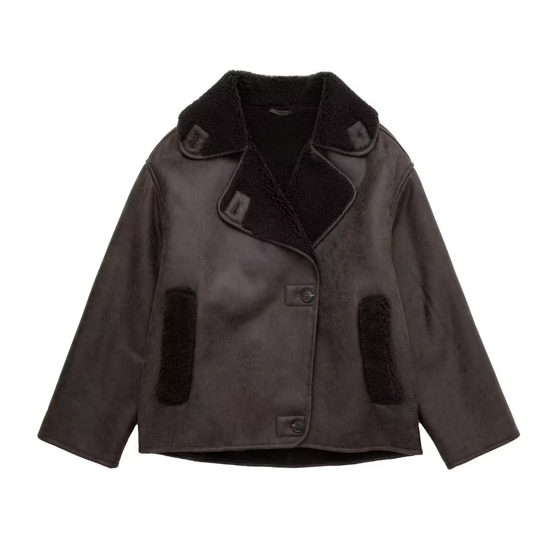 Dameskleding herfst en winter nieuwe losse warme jas met bontvoering_voghion.com